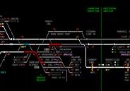 A simulation of part of Cambridge power signal box, showing the lines between Cambridge and Cambridge North. 1C60, a semi-fast to King's Cross, is signalled into platform 1 over the scissors crossing whilst 1T44, a fast train to Kings Cross, calls at Cambridge North. 5S71, an empty stock Thameslink train for Brighton, comes out of Siding No. 10 and into platform 8. Meanwhile 2K39 to Ipswich is about to depart from bay platform No. 6 and cross over onto the single line towards Newmarket. Photo: Clive Feather.
