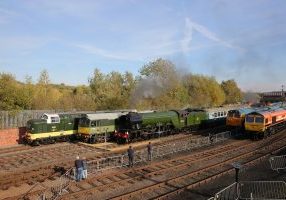 60103 “Flying Scotsman” gives rides at the Barrow Hill Railway 200 gala on 11 October and is flanked by more modern motive power in Deltic D9015 “Tulyar”, Class 25 D7659, 50050 and 66501. Image credit - Robert Pritchard
