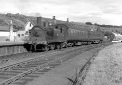 McCintosh Caledonian '439' Class 0-4-4T No.55218 is captured at Ballinluig station on 20th July 1959. John Wells Collection