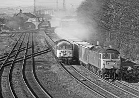 The great race at Horbury & Ossett, A Class 56 pushing a Class 47 out of the way! Image Credit: Steve Batty.