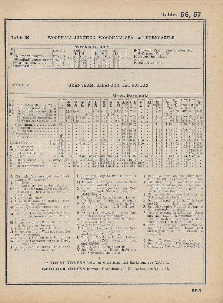 19530608-Horncastle-Branch-Down-Alan-Jones-E2W BR Eastern Region Summer 1953 Passenger Timetable for the Horncastle Branch, Down Line. The service is the regular pattern of five trains that connected out of services from Lincoln at Woodhall Junction. Note that the 7.29 pm departure from Woodhall Junction in the Working Timetable (Train 28, labelled as Q) does not feature in the public timetable. Presumably when this ran, passengers were left to believe they were ten minutes late. Photo: Alan Jones.