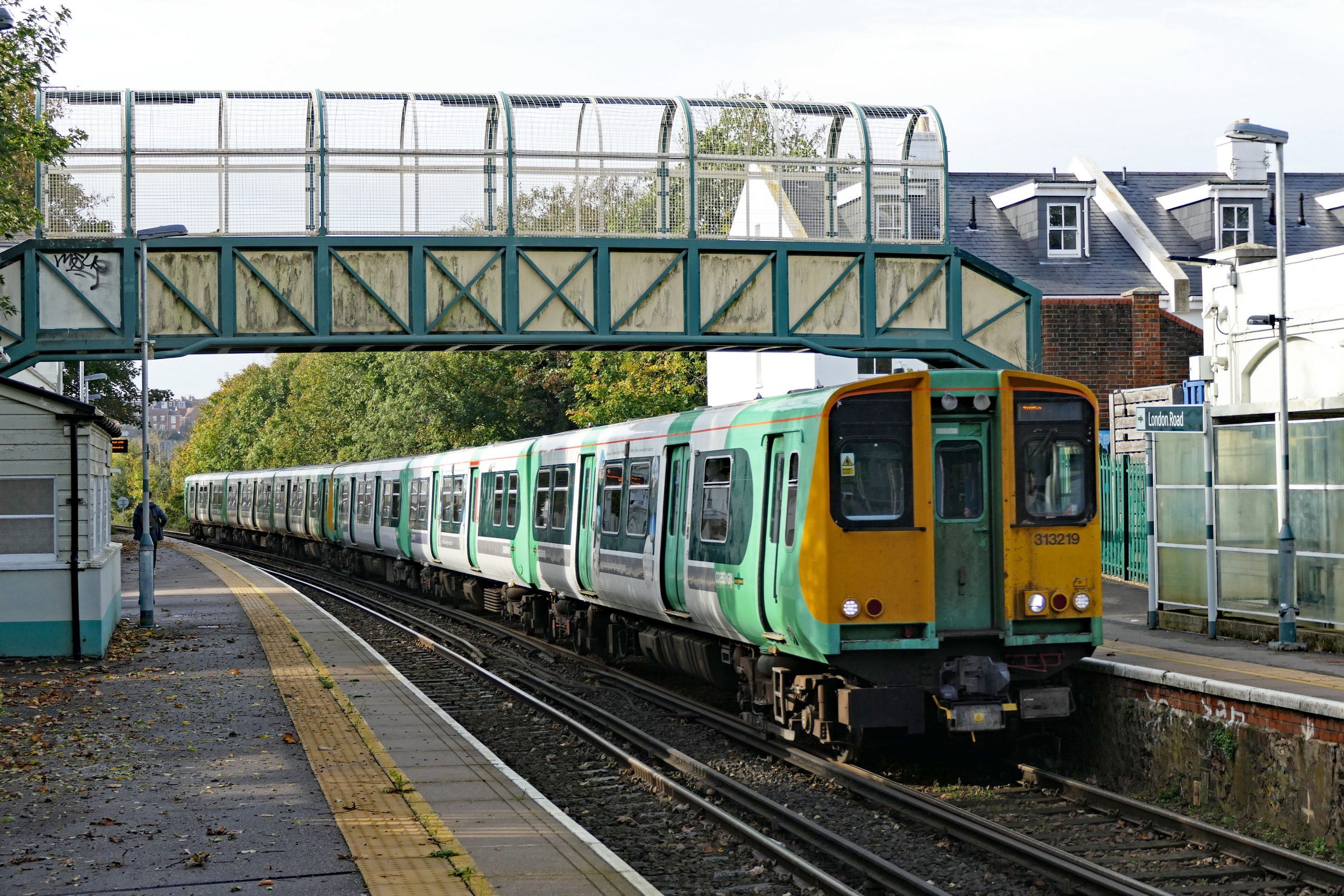 Multiple Operation. Class 313s 219 & 204 pass through London Road Brighton with the 12:52 Brighton to Lewes via Falmer, Football Relief - 29 October 2022.