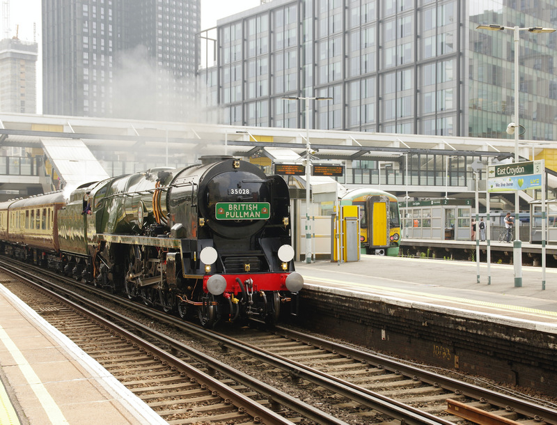 35028 Clan Line heads a British Pullman special through East Croydon on 24th July 2021: Image Chris Meredith