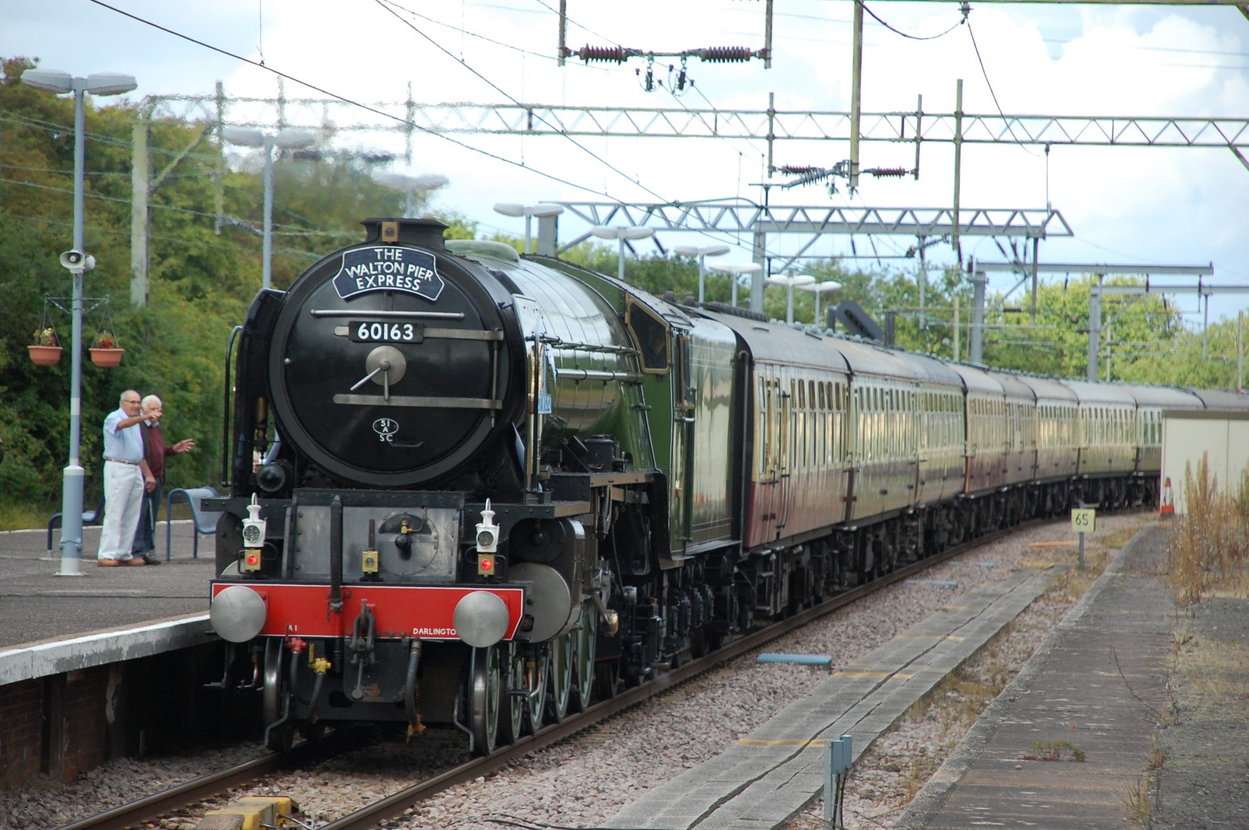 On 12 August 2017 Class A1 Pacific 60163 Tornado arrives Thorpe Le Soken working a shuttle service from Colchester toWalton on the Naze.