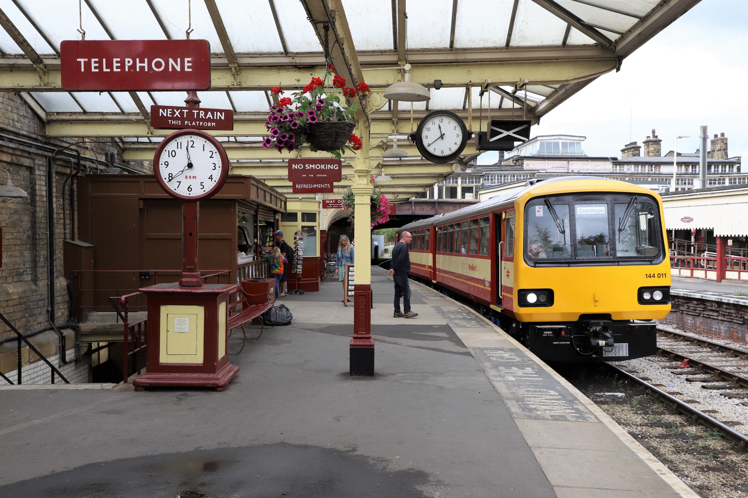 Unit 144011 about to depart Keighley with the 11:40 service to Oxenhope : Image Credit - Brian Roberts.
