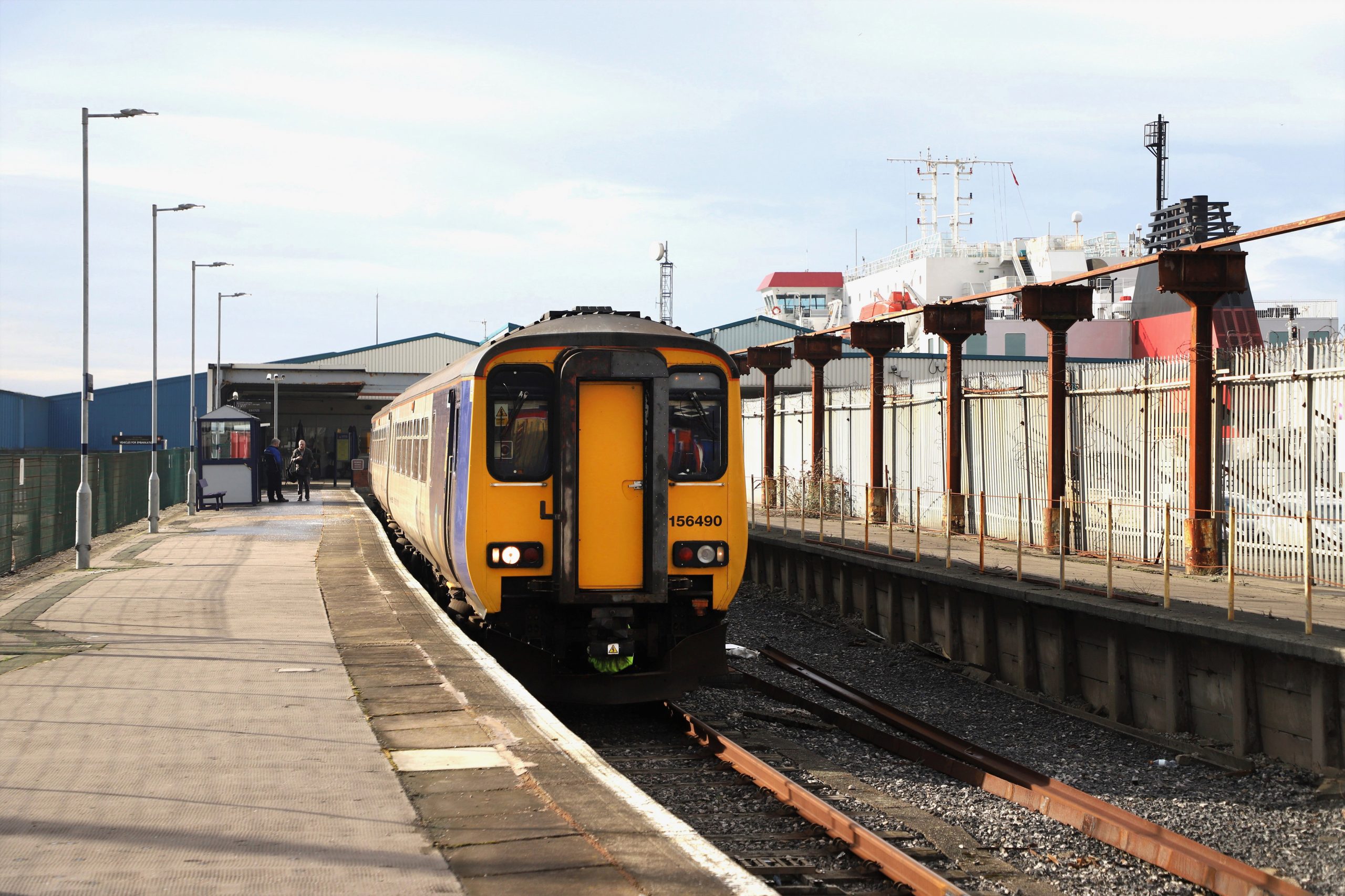 Timed to coincide with the Isle of Man ferry Unit 156490 waits at Heysham Harbour to form the once-daily shuttle to Lancaster : Image credit - Brian Roberts